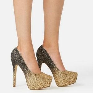 JustFab Gold Glitter Platforms